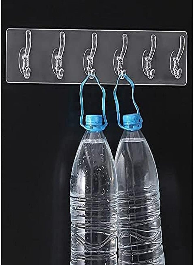 XML Wall Hooks Hanger for Hanging Clothes Strong Self Adhesive Magic Sticker Home Kitchen Bathroom Bedroom Door Organizers Accessories Items (TRANSPARENT-6-HOOK-HANGER) - Image 2
